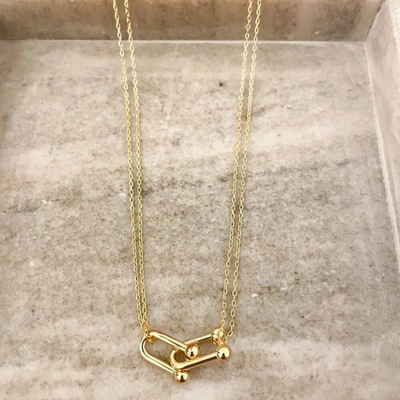 925 Sterling Silver U Link Necklace Link Necklace Modern Choker Necklace - Picture 8 of 11